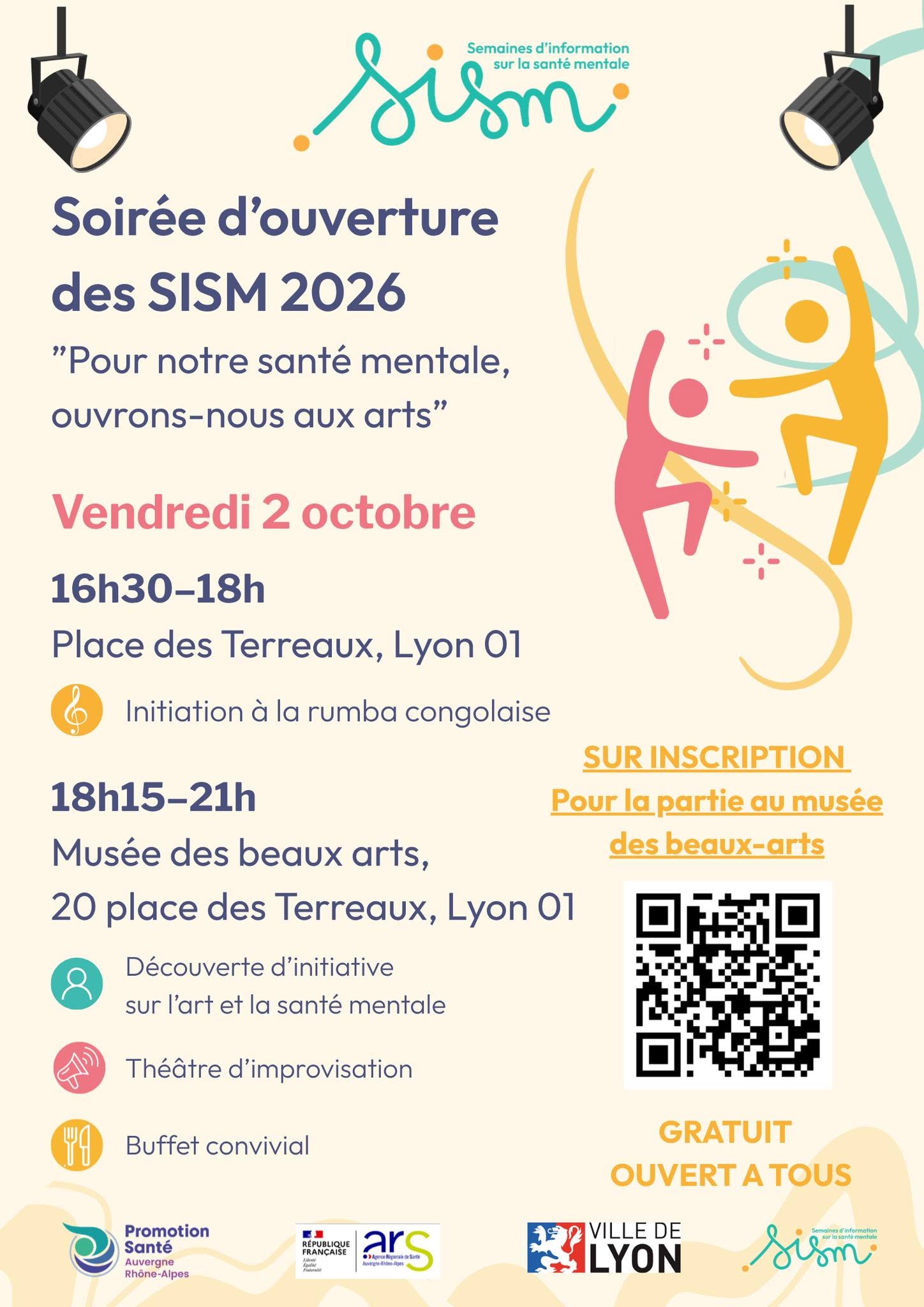 Affiche Soirée d'ouverture des SISM 2026 - Pour notre santé mentale, ouvrons-nous aux arts